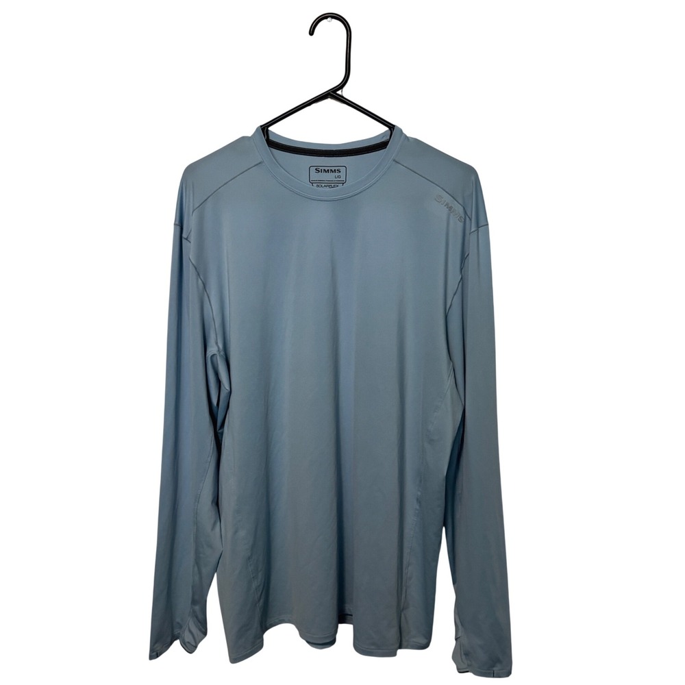 Simms SolarFlex Shirt Mens Large Blue Long Sleeve UPF 50 Fishing Performance